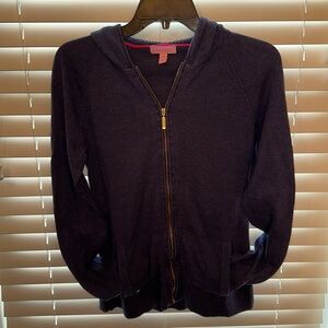 Lilly Pulitzer - beautiful and fun navy seahorse, hooded, zip up sweater. GUC